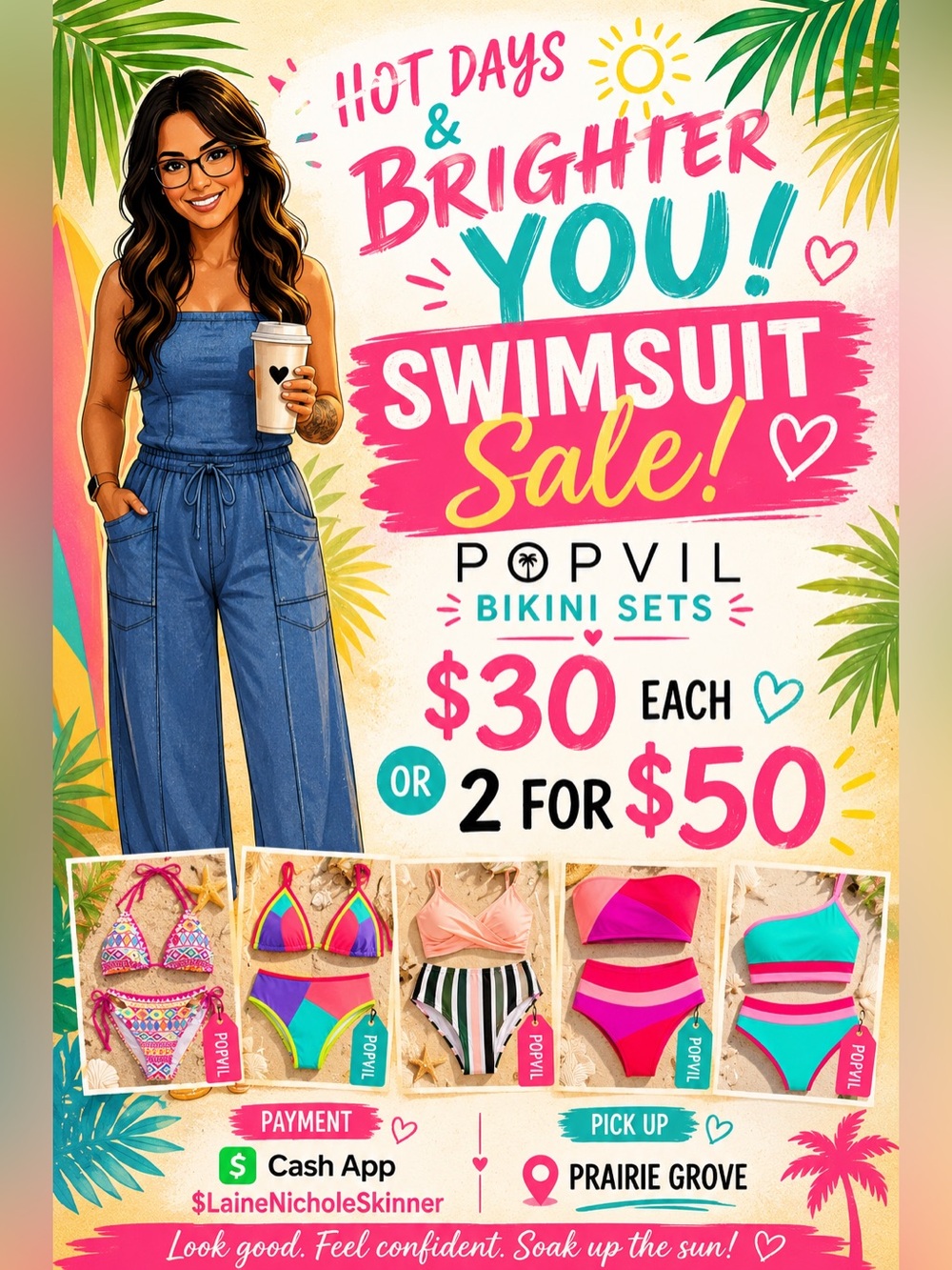 Popvil Women's Pink & Teal Colorblock Bikini Set - Popvil